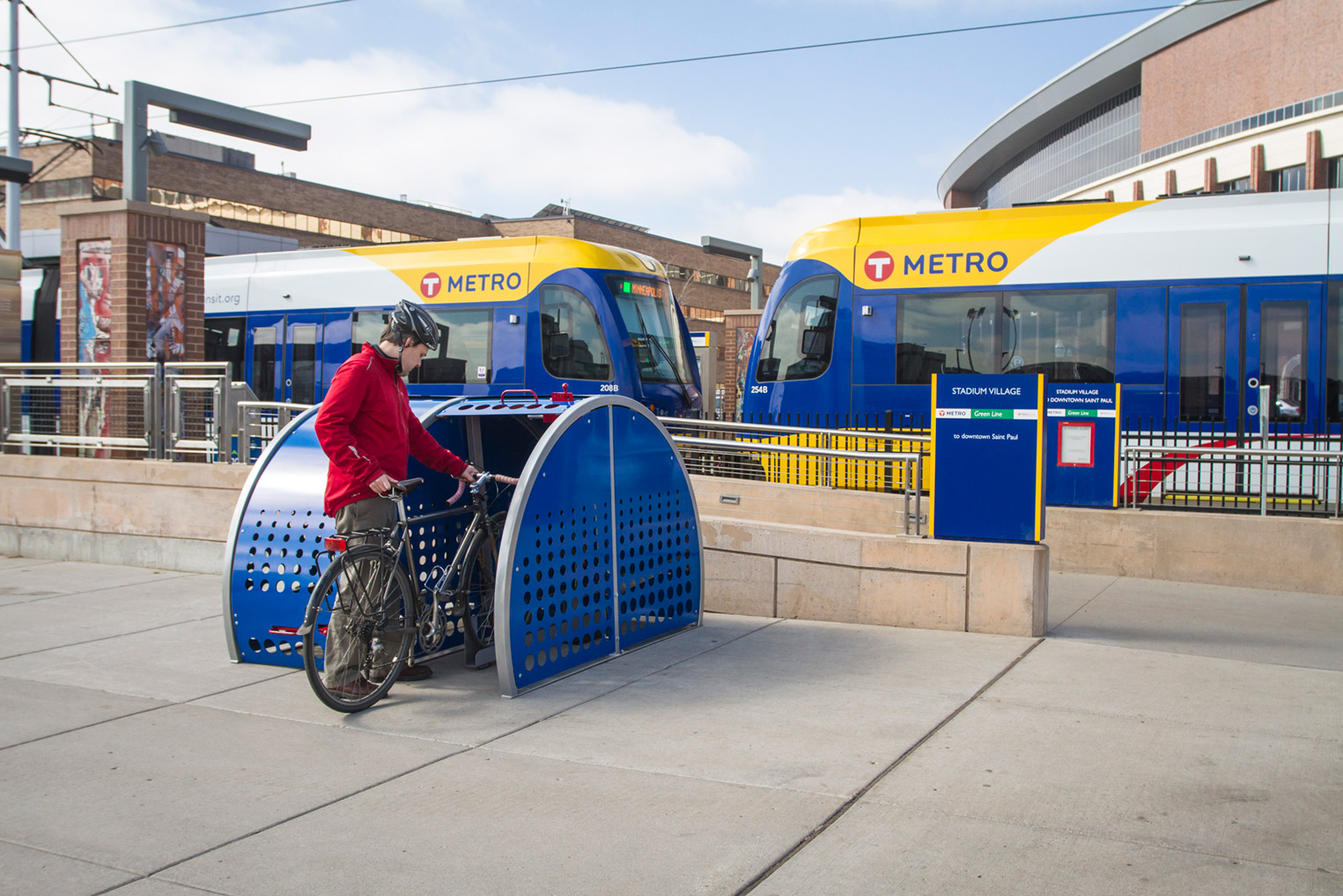 A longer-term bike rack protects bikes from the elements