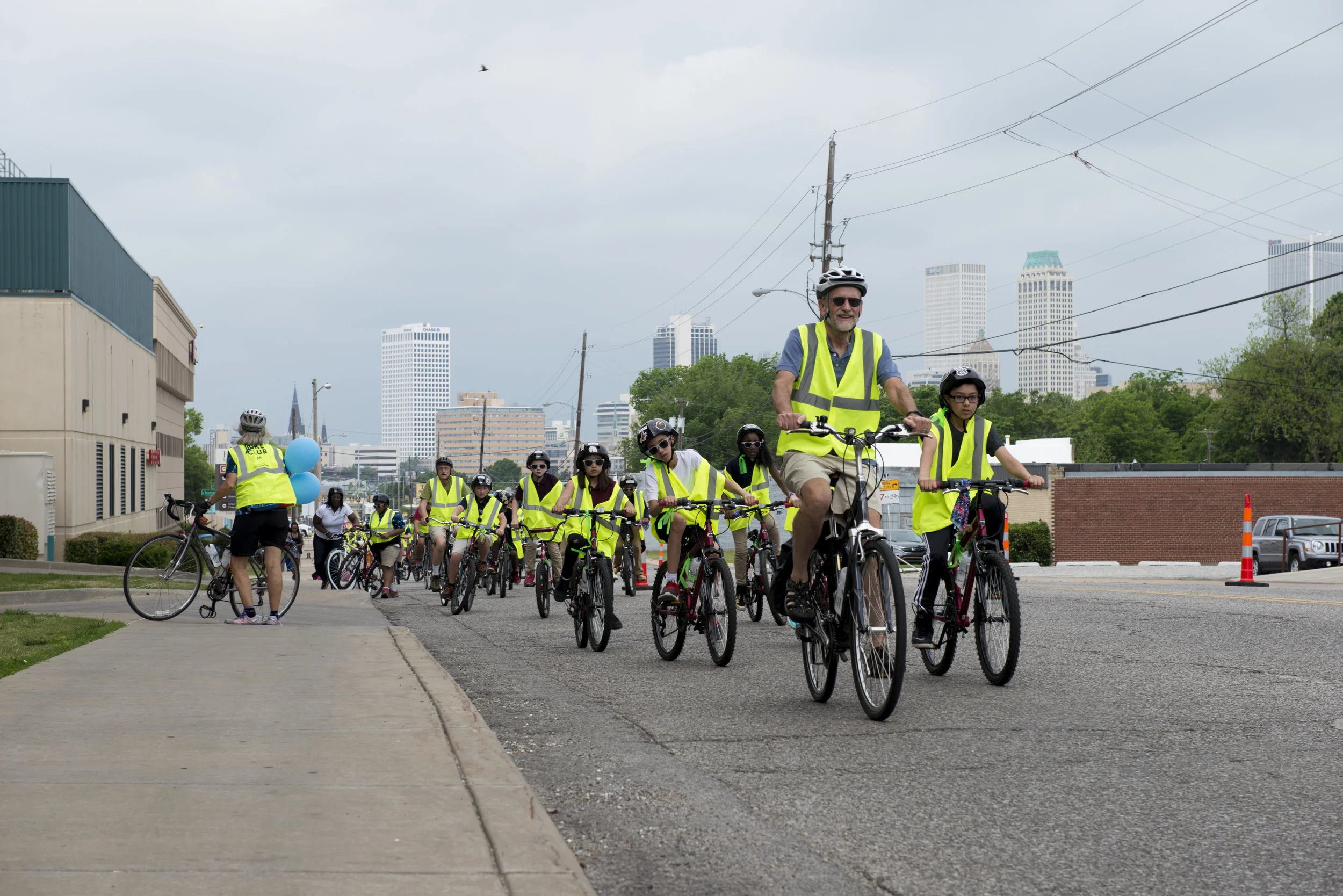 Bike Club members test out temporary bike lanes on Route 66 in Tulsa, OK. - Photo courtesy of Bike Club.