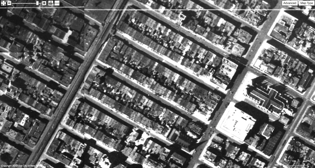 Old row houses and other buildings sitting where the Rockefeller Center site is in 1924. ( Source. )