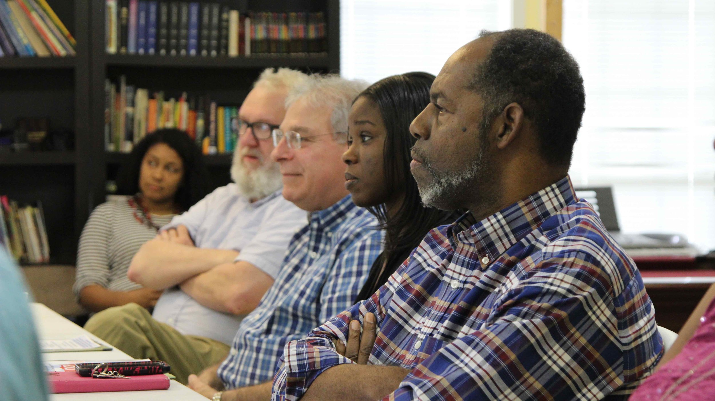 Members of #AllendaleStrong community group meet to discuss the highway project at a local Friendship House. (Photo from Re-Form Shreveport facebook page )