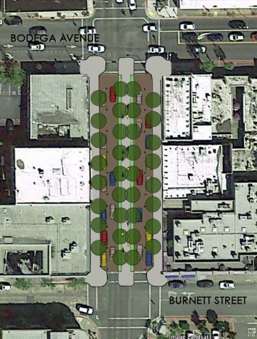 Proposed center protected bike lane.