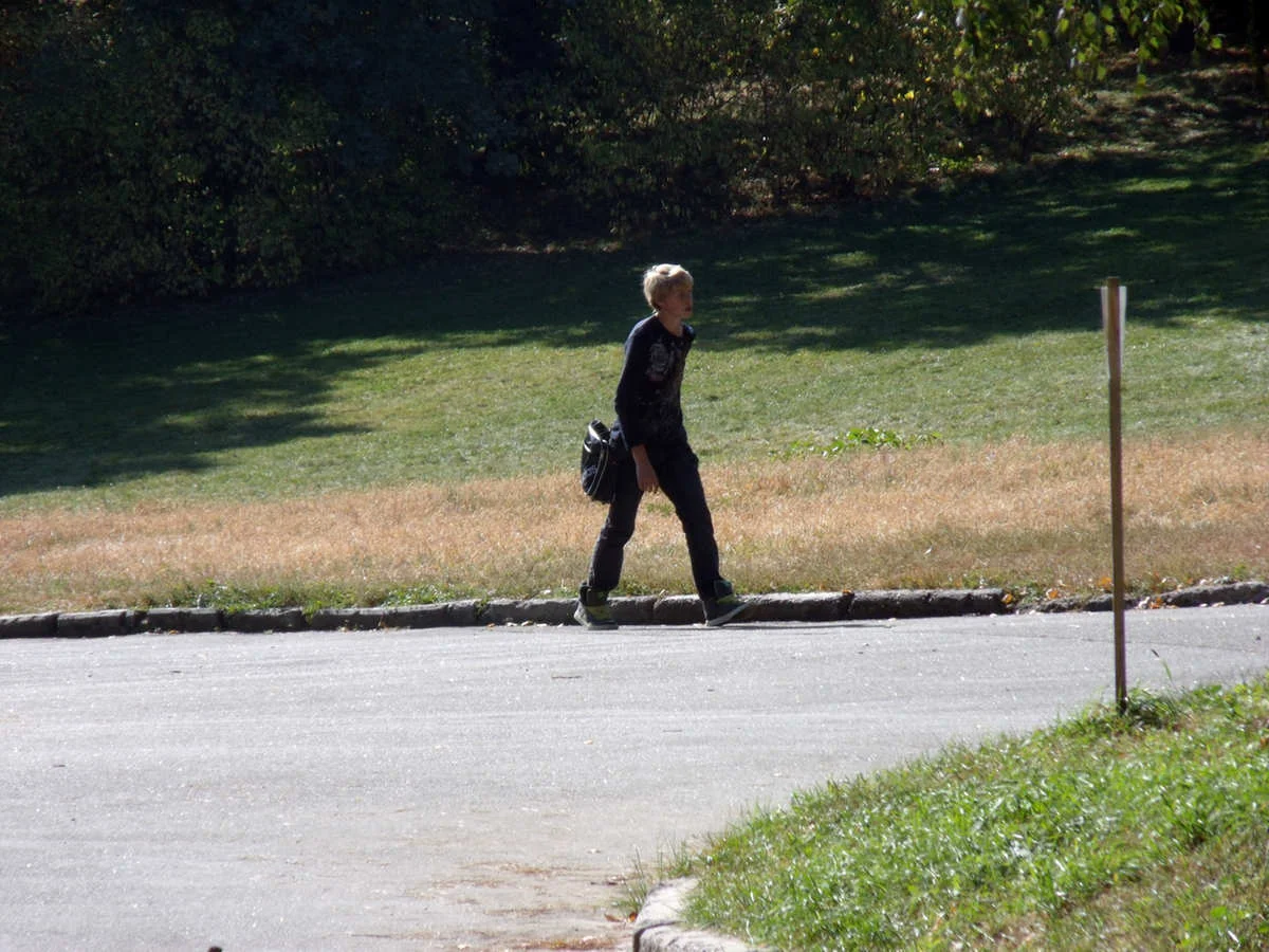 If this is what a typical walk to school looks like for your neighborhood's children, you've got a problem.