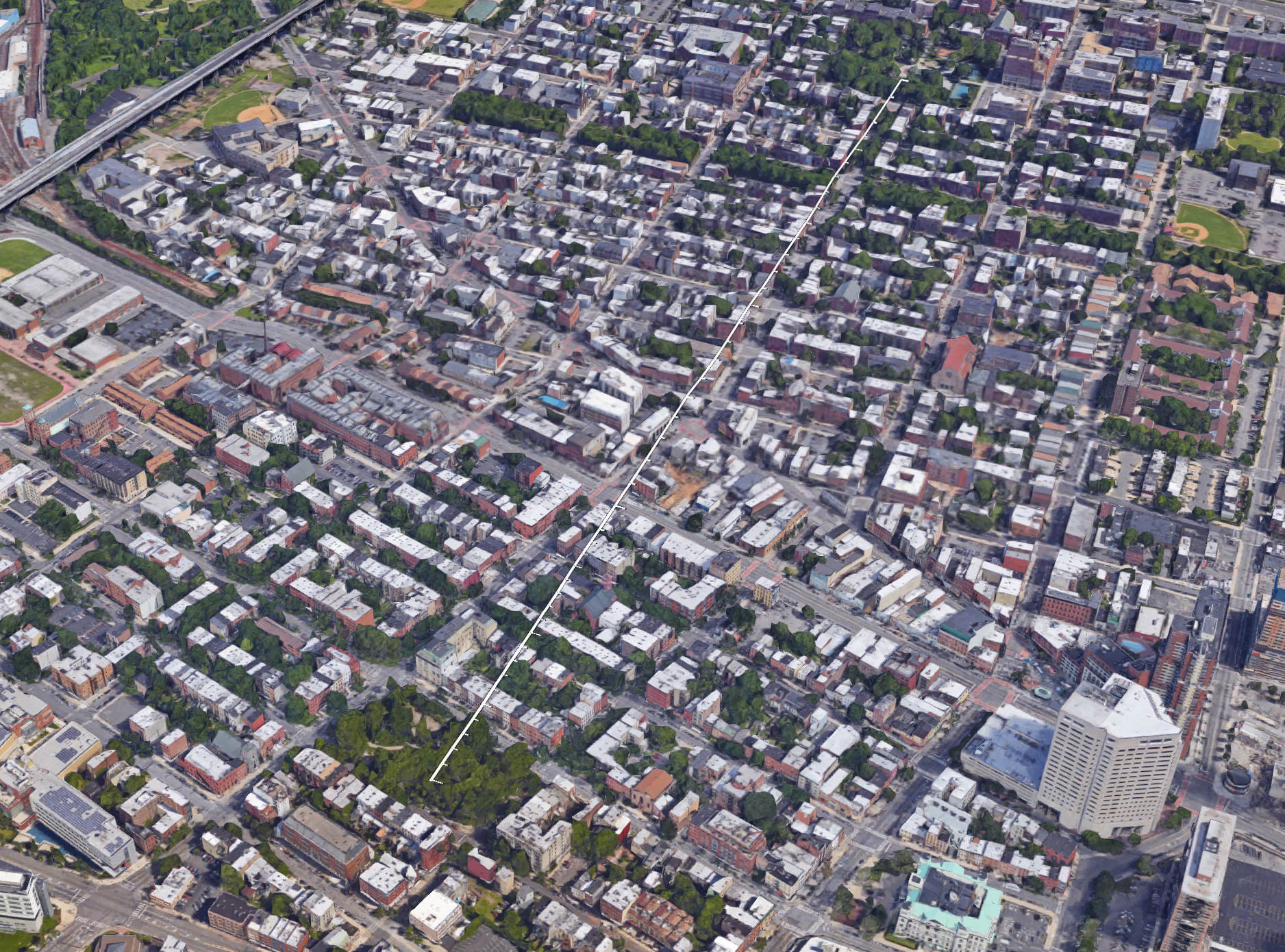 Van Vorst Park in the foreground and Hamilton Park in the background. (Map)