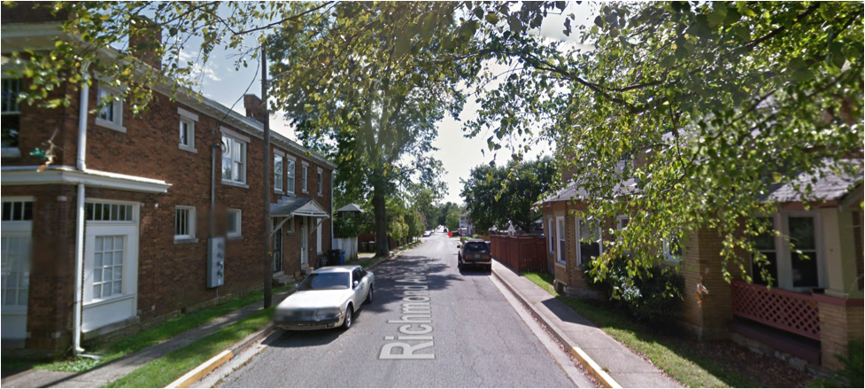 Small apartments abutting homes. Both are flaunting setback rules, which keeps the street at a human scale. (Source: Google Maps)