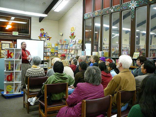 A community meeting in a library (Source: San Jose Public Library )