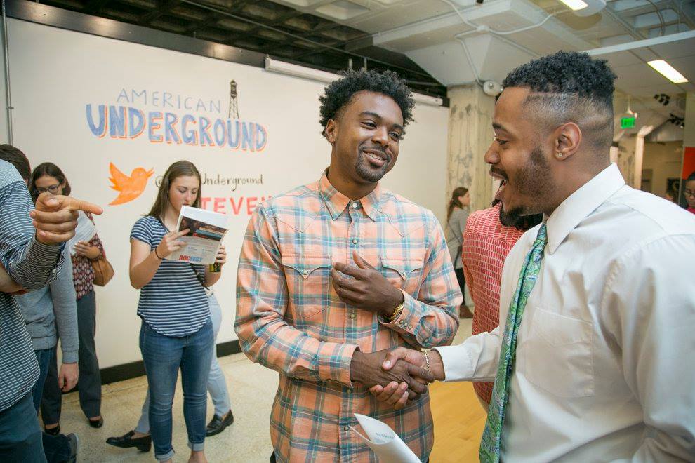 Students from around the Research Triangle engage with startup companies during College Night at American Underground, sponsored by Duke Innovation and Entrepreneurship office. (Source: American Underground Facebook page)