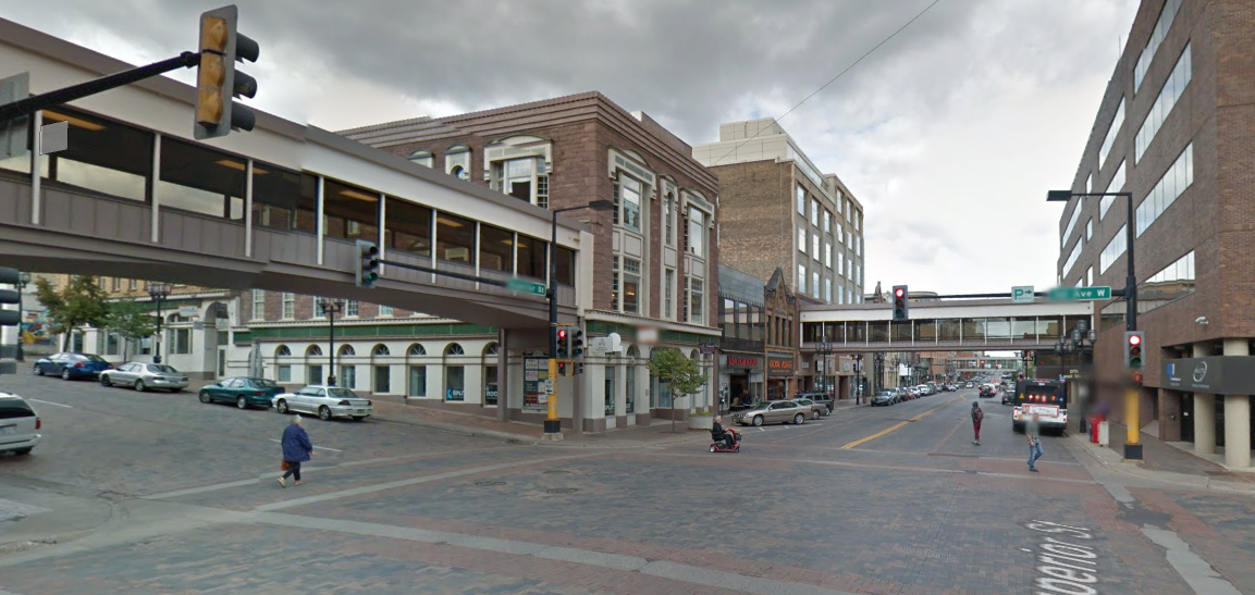 Here's what Superior Street looks like now. Notice the many different modes of transportation (wheelchair, bus, skateboard, feet) in use in just this one image. (Source: Google Maps)