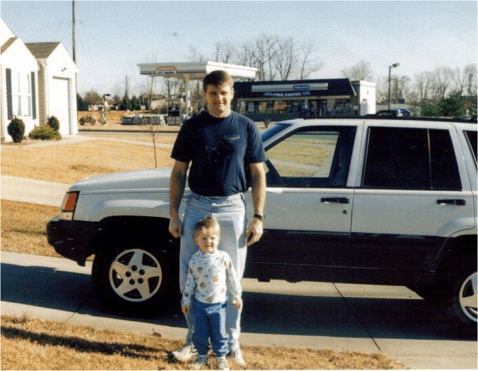 My dad and I at our first Lexington house near the Lexington Ice Center. This is about as far from urban as it gets, but it got us into the city.