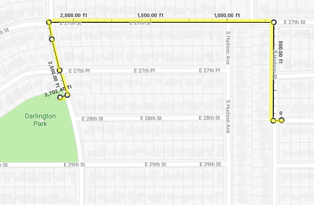 Long blocks and lack of connected streets drastically increase distances between destinations.