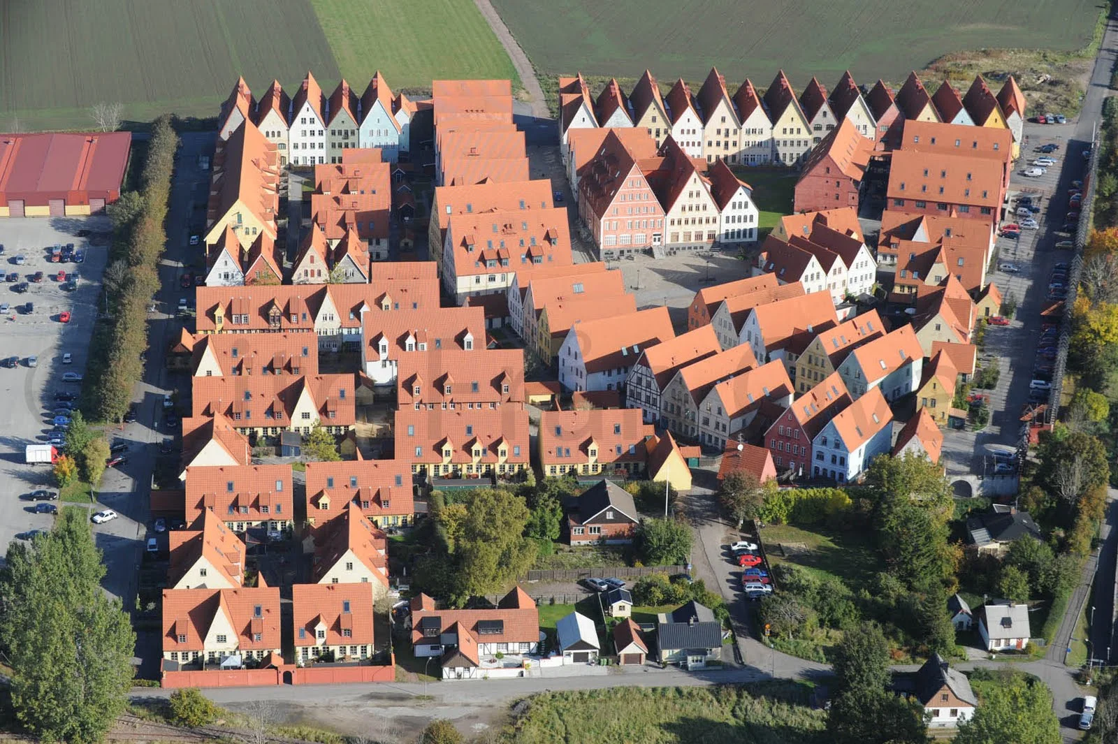 Jakriborg, Sweden was built following this basic pattern in the 1990s and has been growing slowly and organically since then. (Source: hjarup.nu )