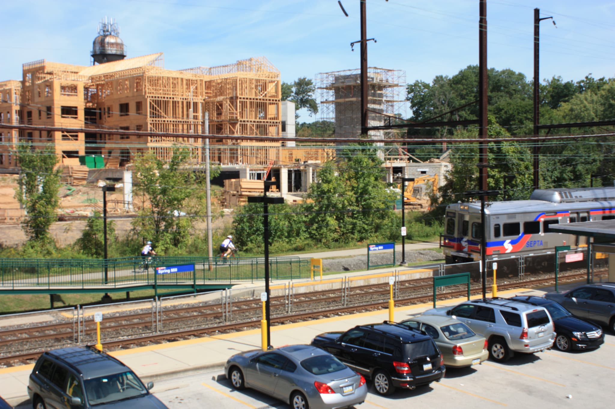 Private development under construction benefits from the nearby public rail station (Source: Montgomery County Planning Commission