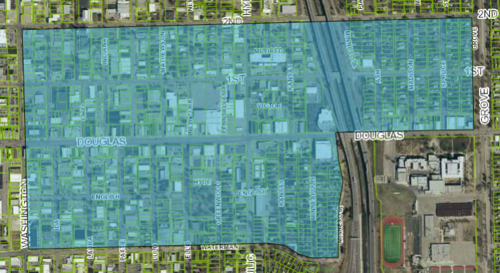 The Douglas Streetscape impact area comprises over 1,000 parcels on 312 acres; most of the area is zoned CBD, which allows for high-intensity development, resulting in a high ceiling for productivity