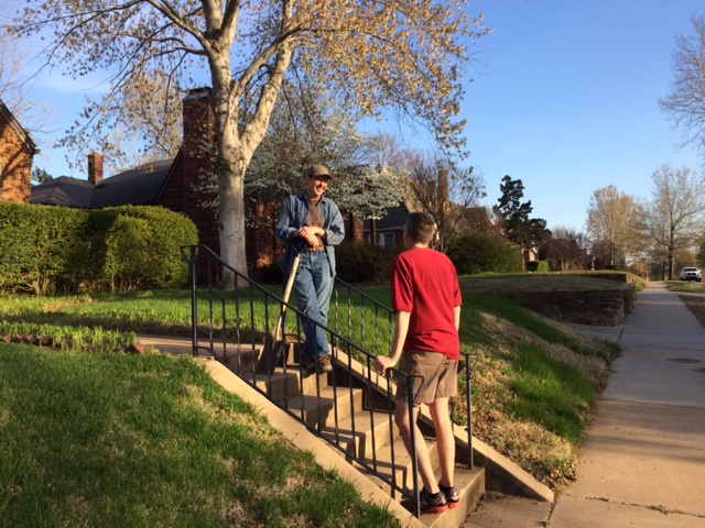Doing your own yard work creates opportunities for casual conversations with neighbors. (Photo by Sarah Kobos)