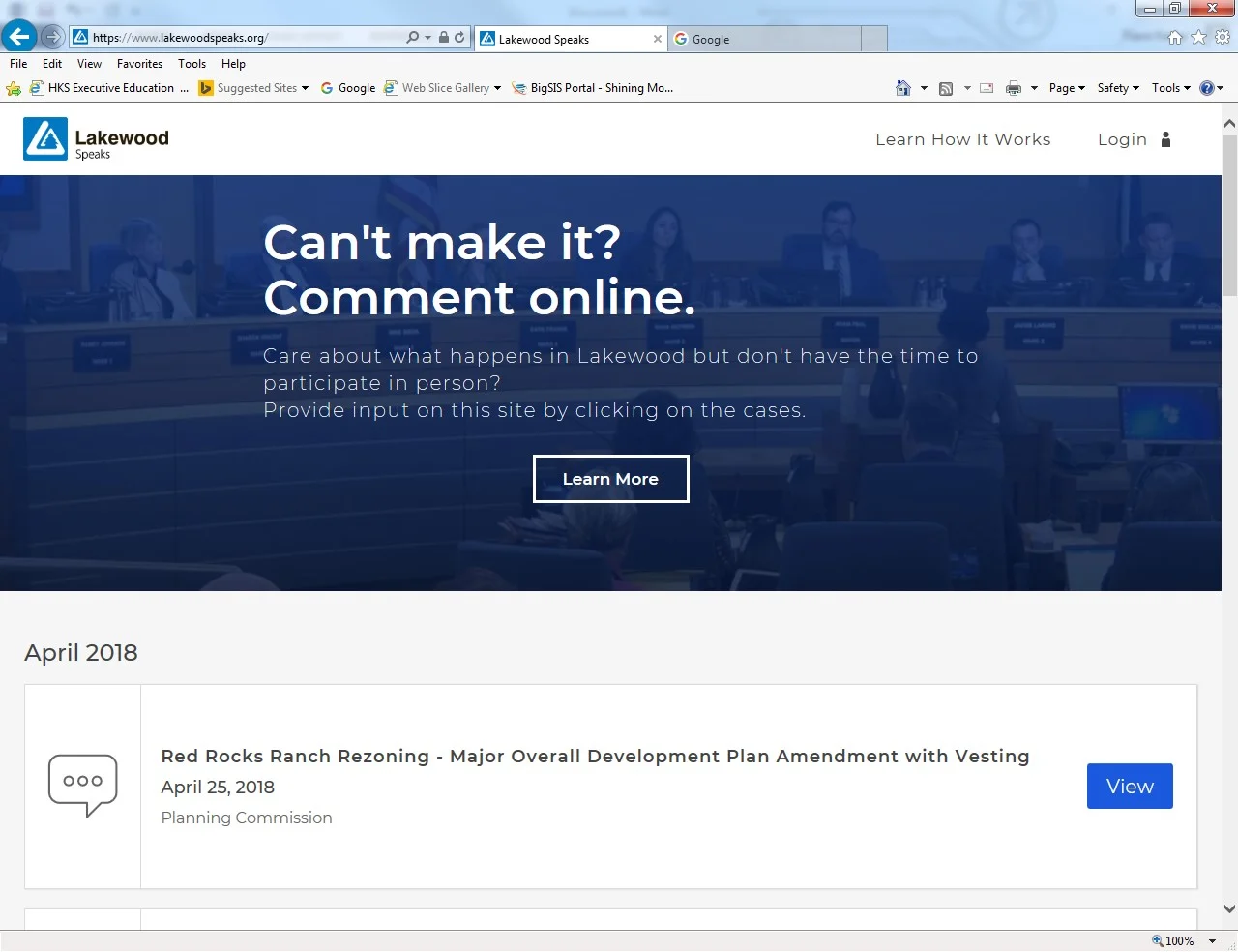 From the homepage of Lakewoodspeaks.org