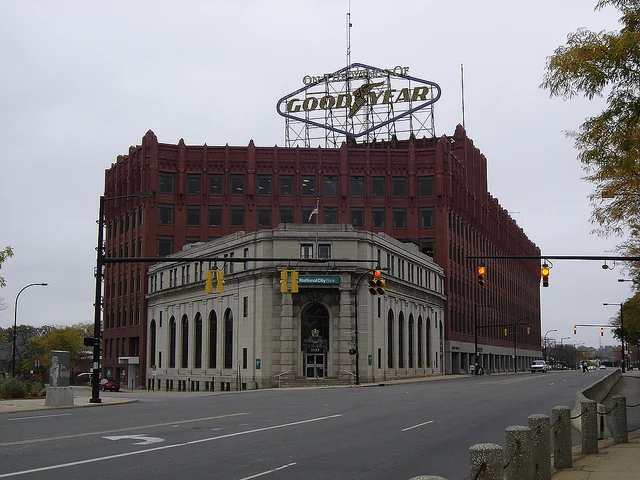 Goodyear headquarters, Akron. Source: harry_nl via Flickr. Creative Commons license.