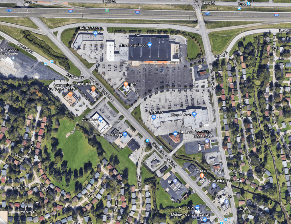 This auto-oriented shopping center on the edge of town was funded through TIF. (Source: Google Maps)
