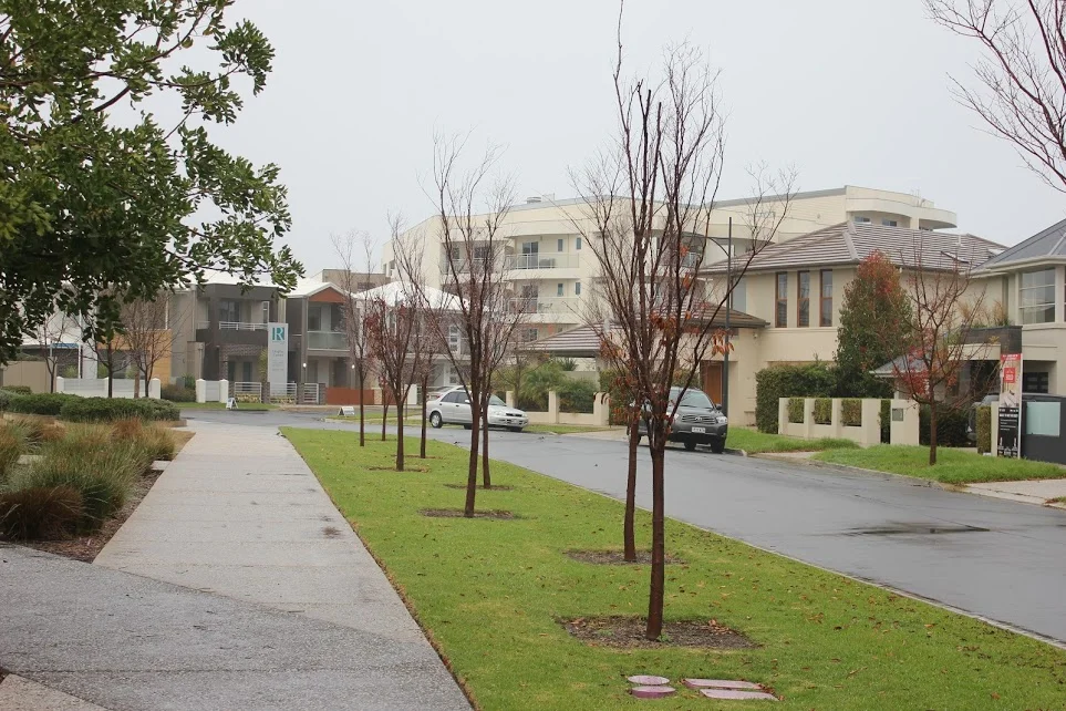 Newly built suburb in Australia. The trip to your neighbor’s house is walkable, but nowhere else.