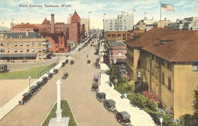 Postcard of Spokane in about 1920