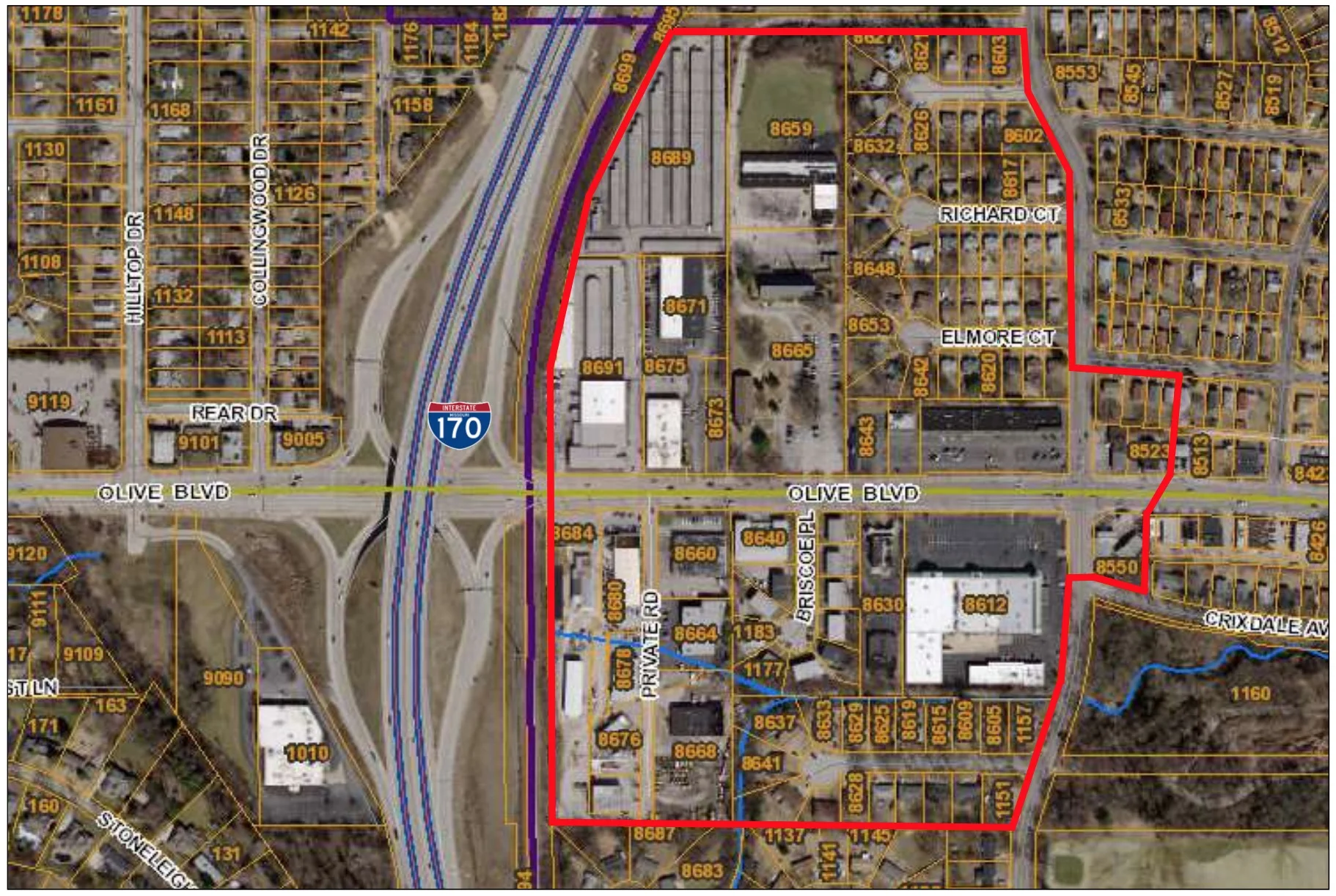 Current conditions at the redevelopment site. (Source: University City, MO)