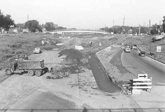Construction of Interstate 94 in St. Paul, Minnesota, which led to the demolition of large parts of the historically African-American neighborhood of Rondo. (Source: Minnesota Historical Society)