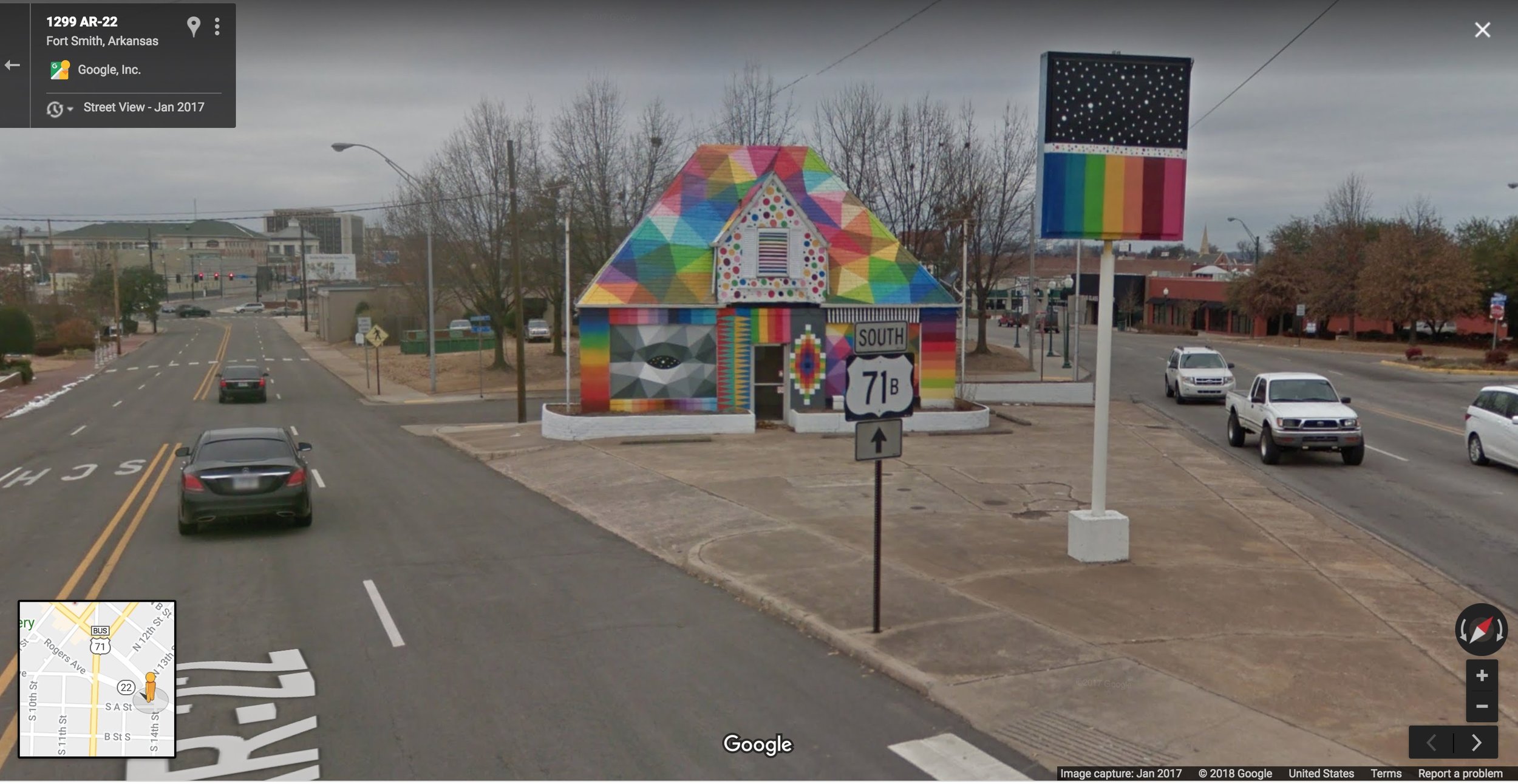  This colorful building stands at the eastern gateway to downtown Fort Smith. (Source: Google) 