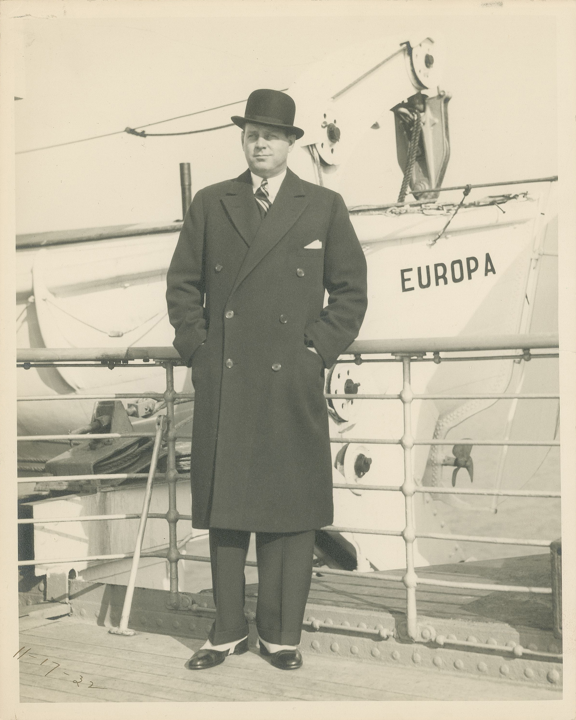 The dapper young designer Harley Earl sailing to Europe in 1932 for the annual auto shows