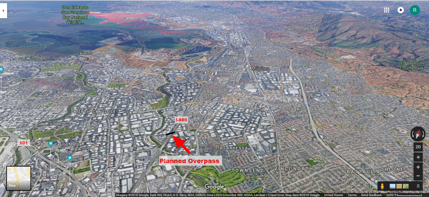 Left: North San Jose framed by Guadalupe River (left) and Coyote Creek (right). Right: San Jose suburbs. (Click to view larger)