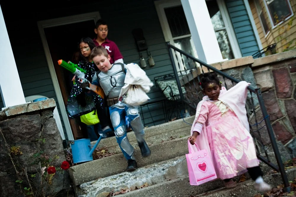 Trick-or-treaters go door-to-door in Grand Rapids, Michigan. Photo credit: Stephen Depolo