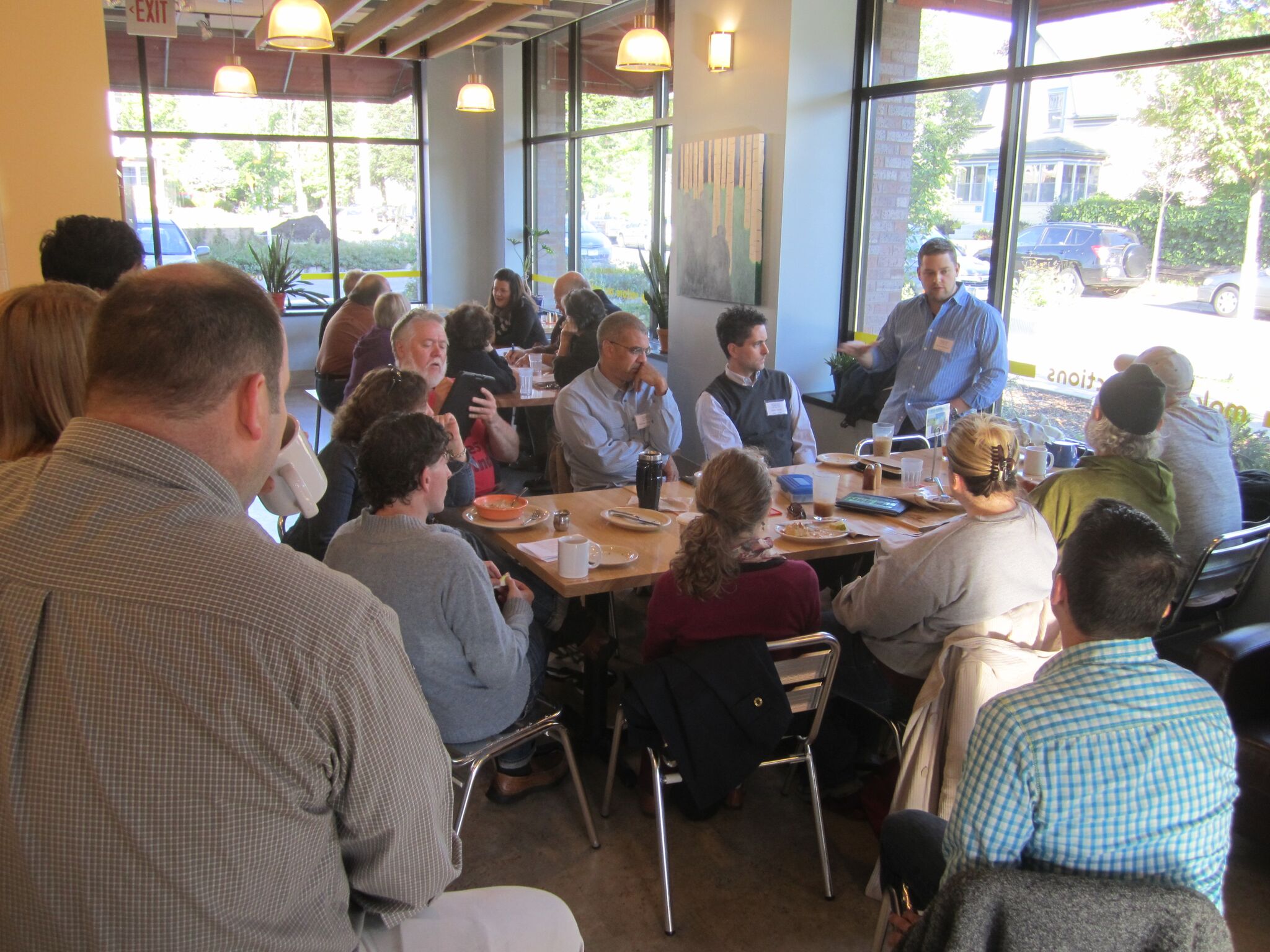 The author (facing away from camera, in plaid shirt) at Strong Towns’s first ever National Gathering in 2014.