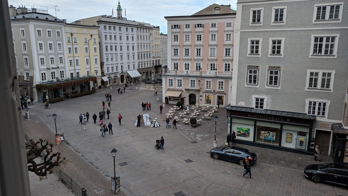 A large square in Salzburg, Austria.