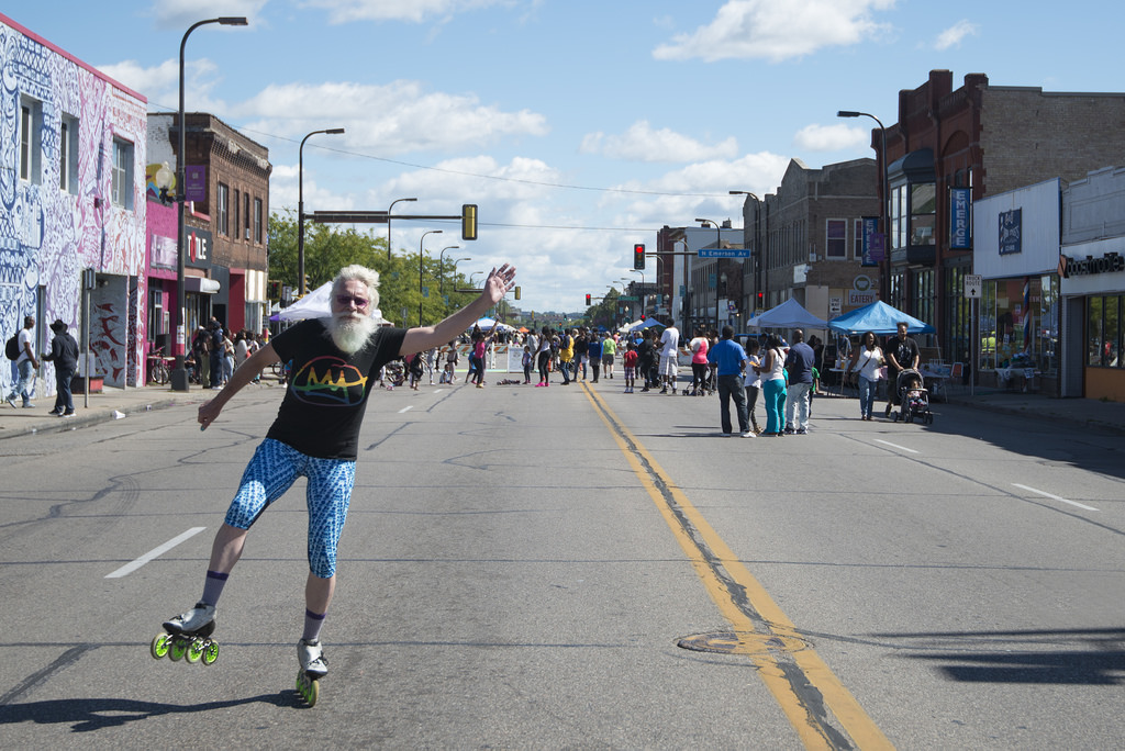 An Open Streets event on North Minneapolis’s West Broadway in 2016. (Source: Flickr)