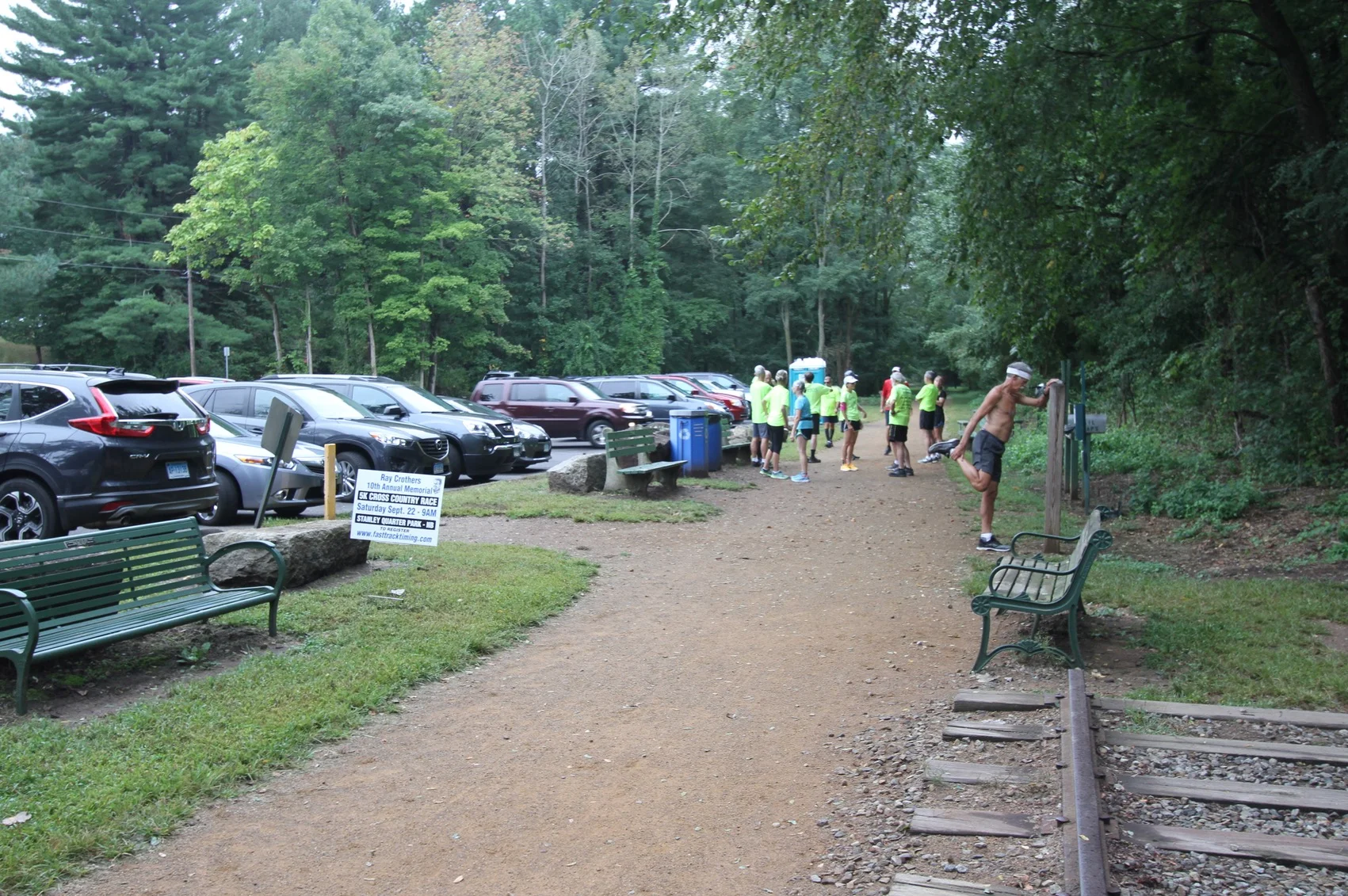 A “rails-to-trails” recreational path on a former rail line in Vernon, CT