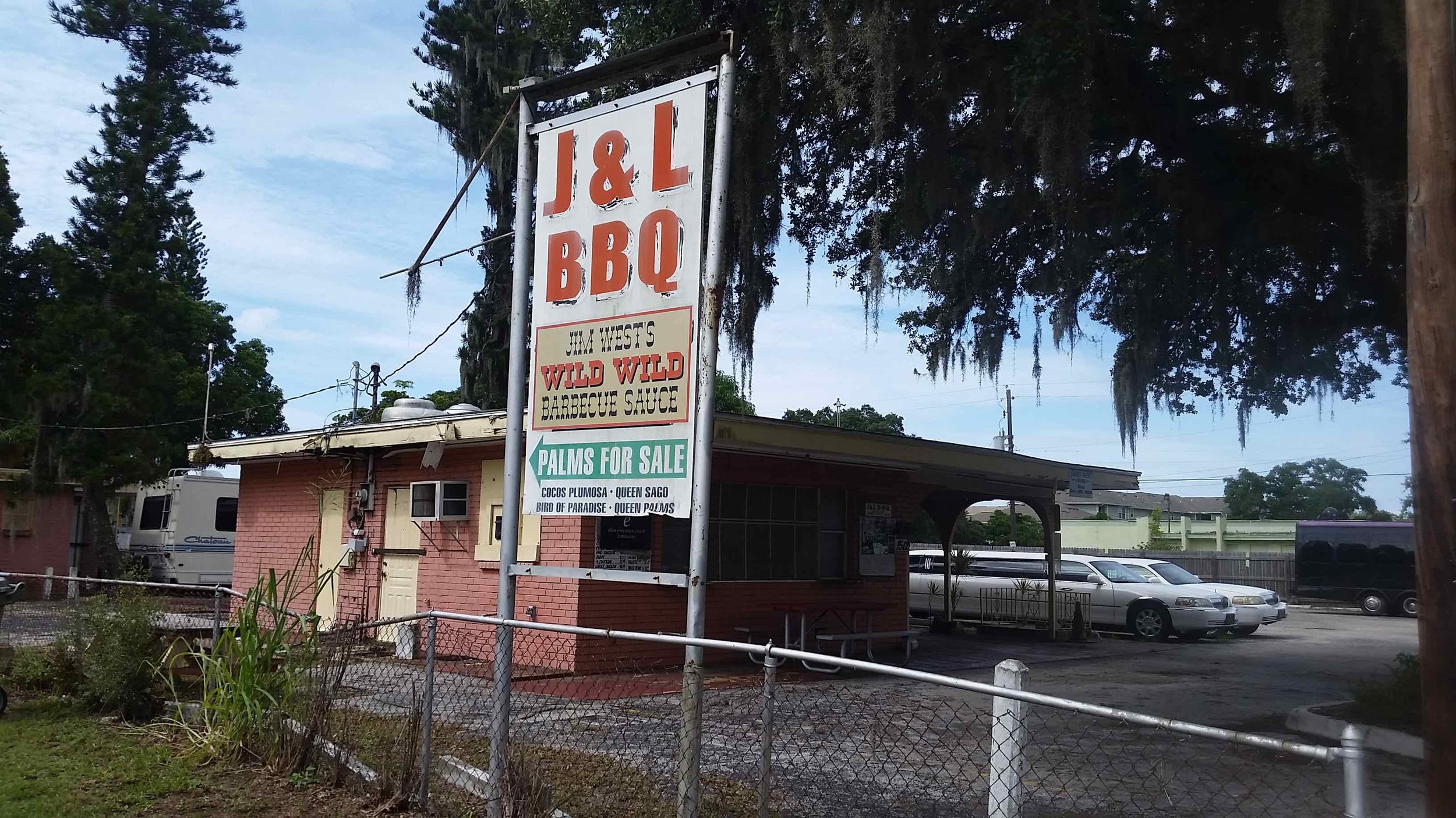 Just your friendly neighborhood limo service, Wild West BBQ, and palm nursery.