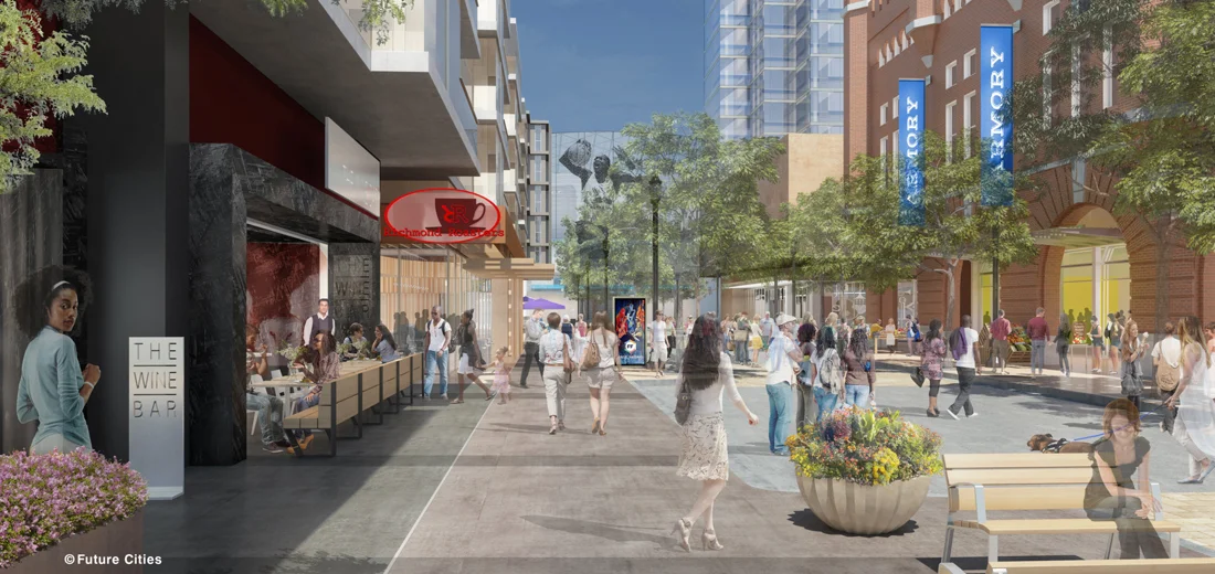 An artist’s rendering of the proposed Navy Hill redevelopment, from the project’s website.