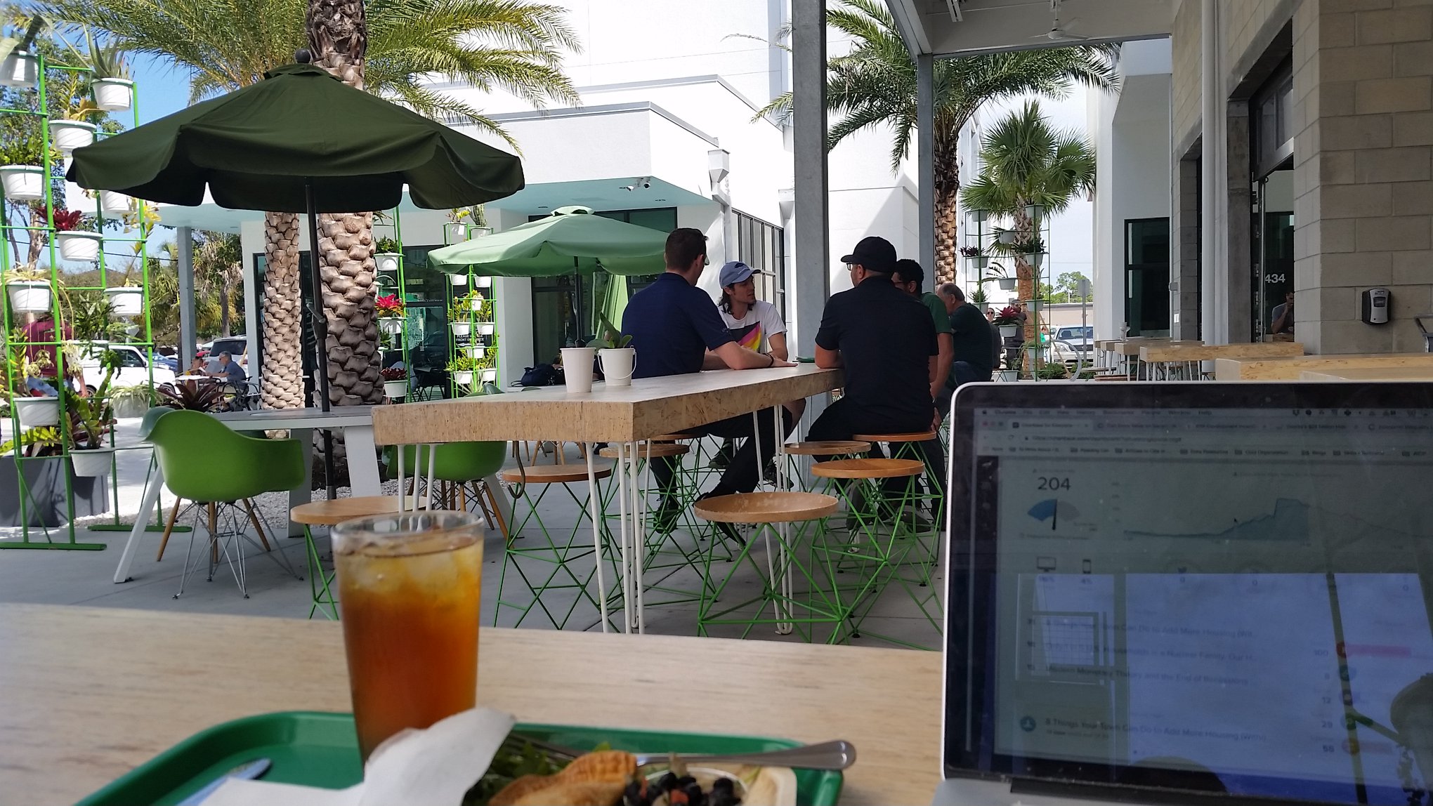 The author’s occasional office of choice: a new café in this neighborhood.