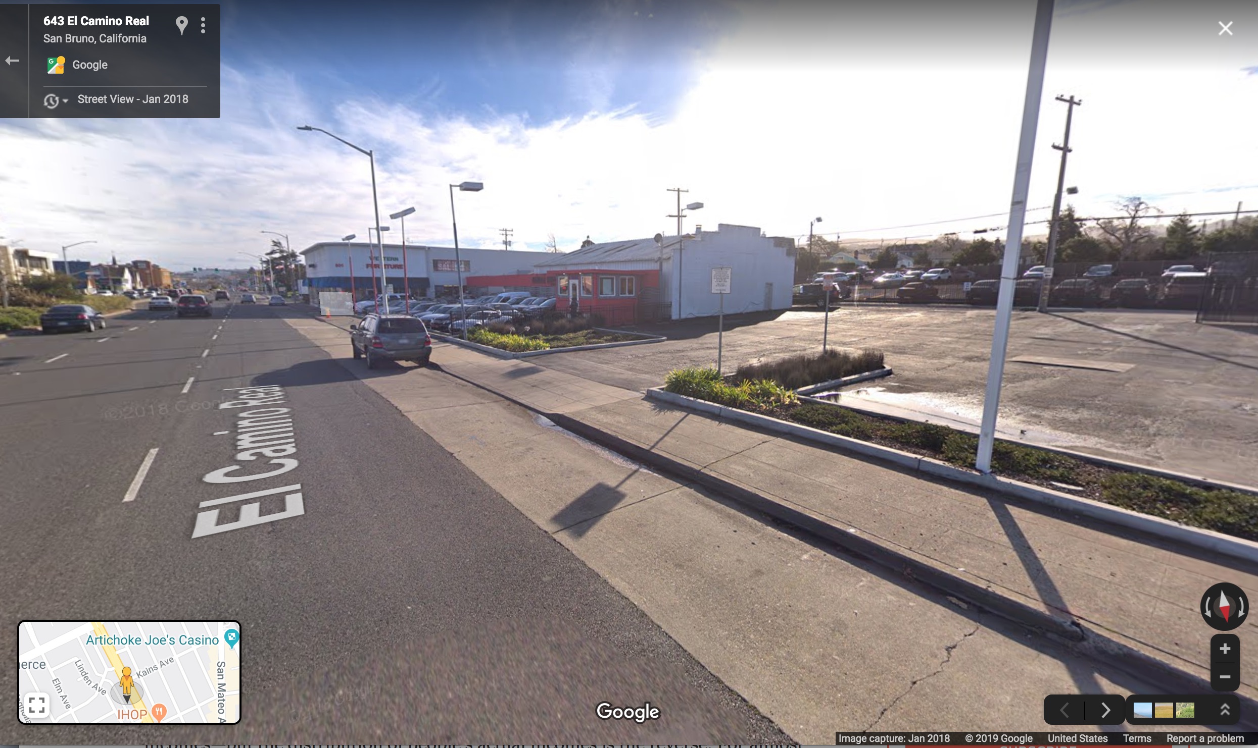 The proposed site of 425 homes in San Bruno, which will remain (at least for now) a parking lot.