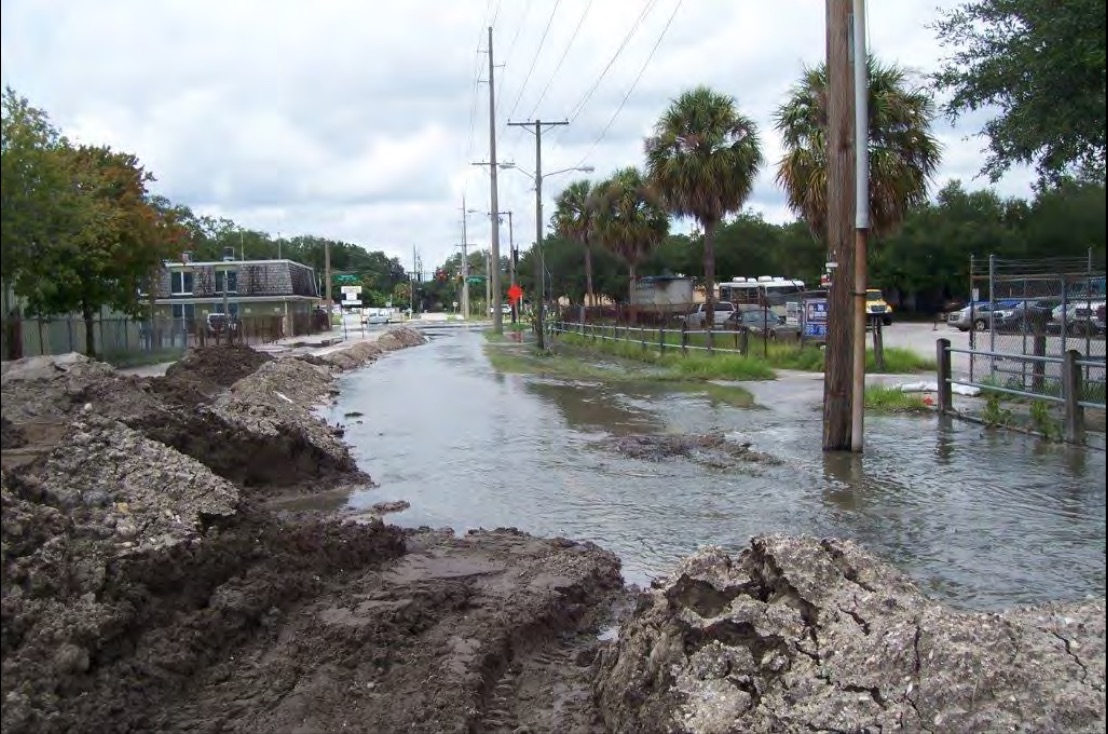University pump station force main break. Photo via City of Tampa.
