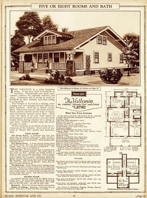 Sears / Roebuck bungalow catalog page from the 1920s.