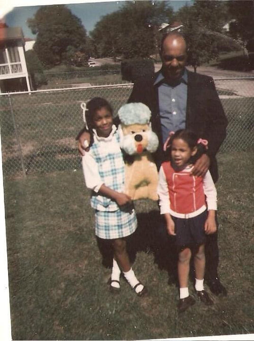 My mom, aunt, and grandpa, 1970s.