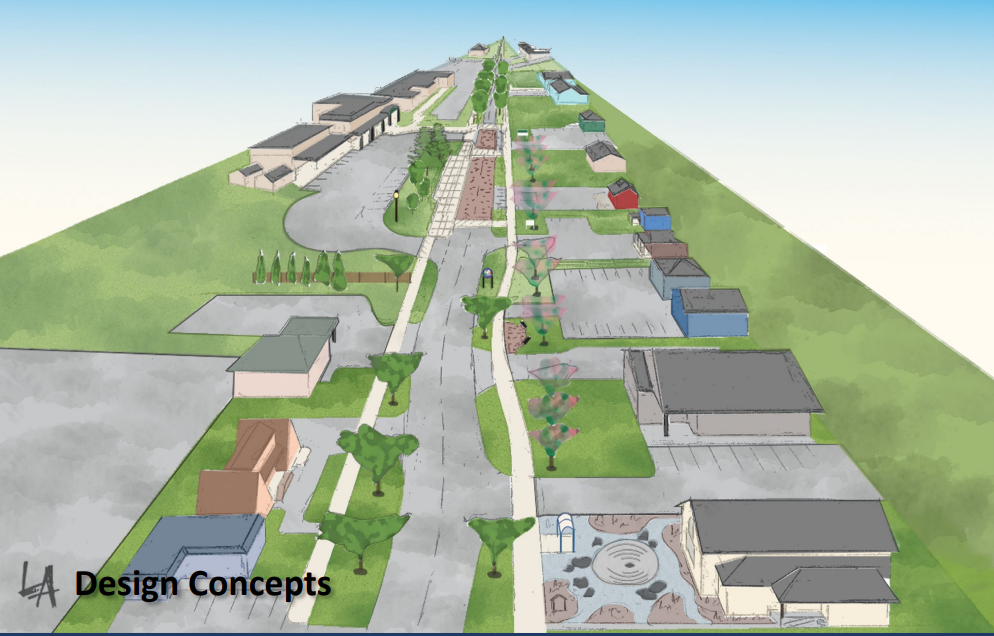   The Central Mile Middle School section includes some wavy-ness in the street, intended to reduce speeding. (Source: City of Stanwood.)  