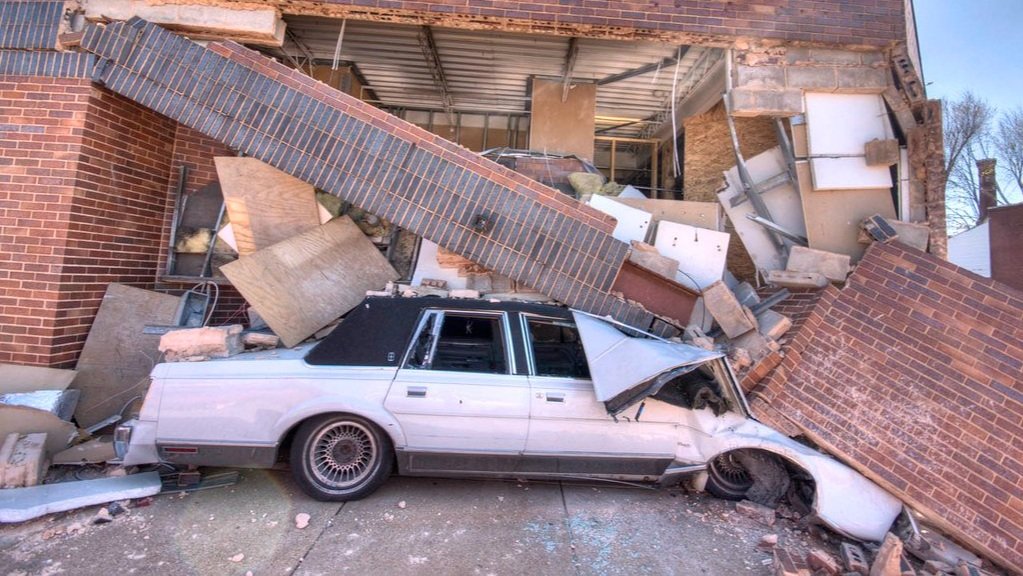 How many times a day do cars crash into buildings?