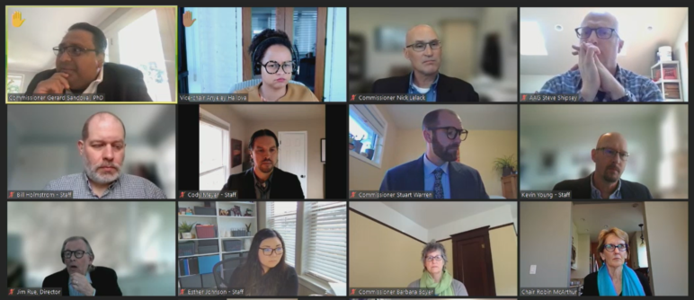 An array of people in a Zoom meeting.