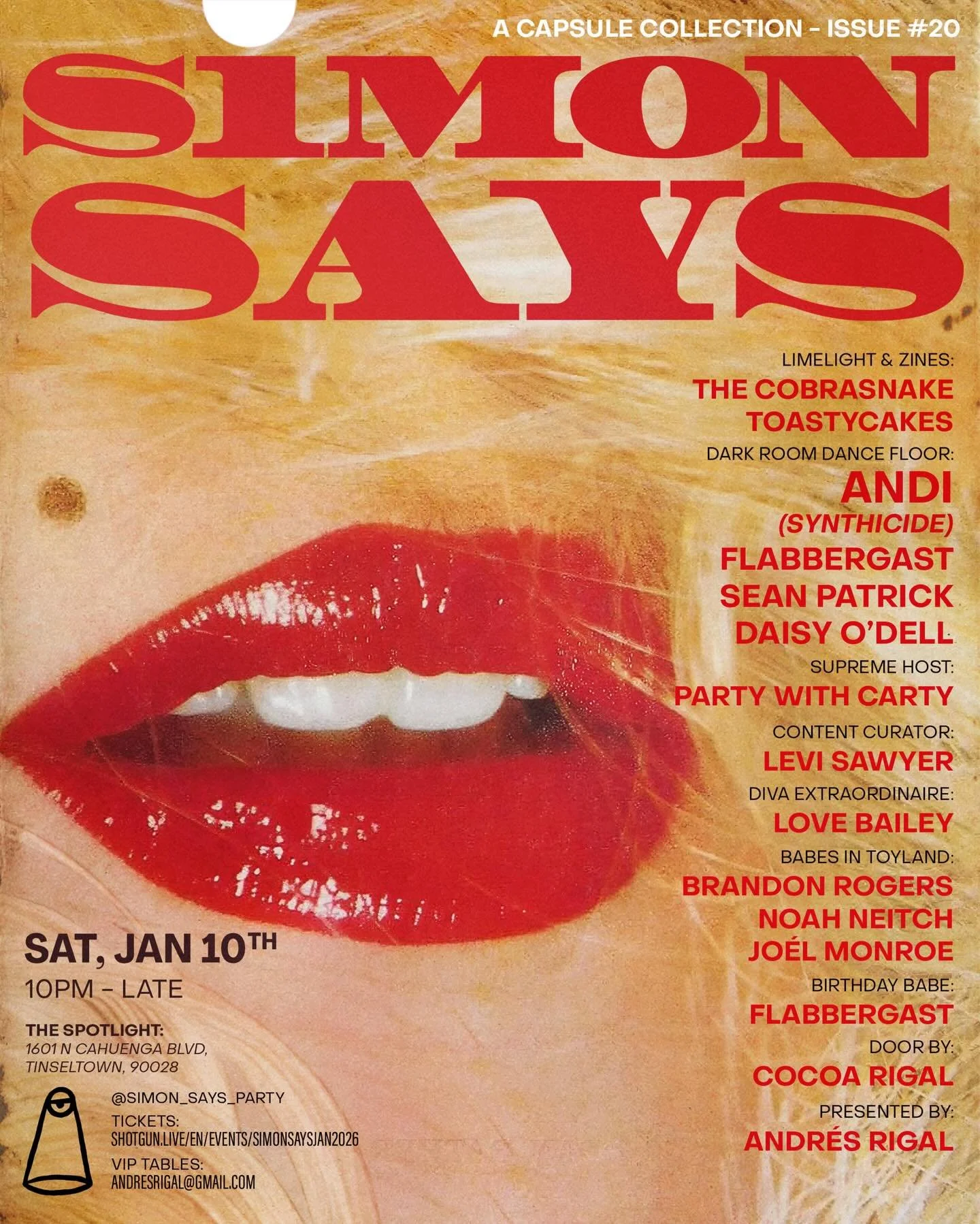 SIMON SAYS 🫦🥀
A Capsule Collection, ISSUE #20 | SATURDAY 1/10

🪩✨ Deep Dance Floor by @andi80s aka @synthicidenyc @flabbergast4eva @therealseanpatrick &amp; @daisyodell 

🧚&zwj;♀️🦄 Turn a Look&hellip; Get in The Book

📸📕 Limited-edition photo 