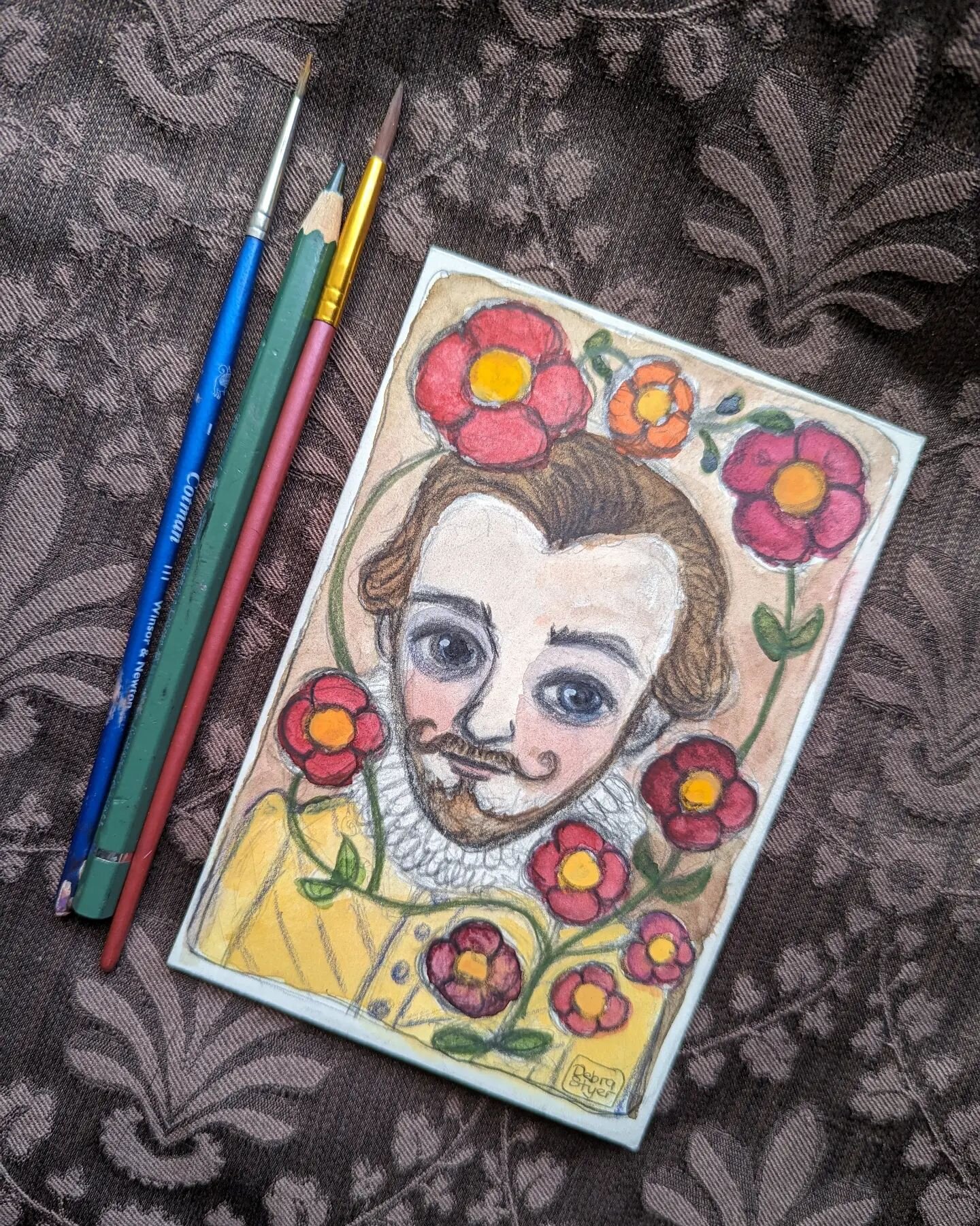 Morning warmup...having some fun with this Elizabethan Gent. I think I will call him Bartholomew...
.
#illustratorsofinstagram #Illustration #watercolor #elizabethan  #16thcentury #history #portraitillustration #portrait