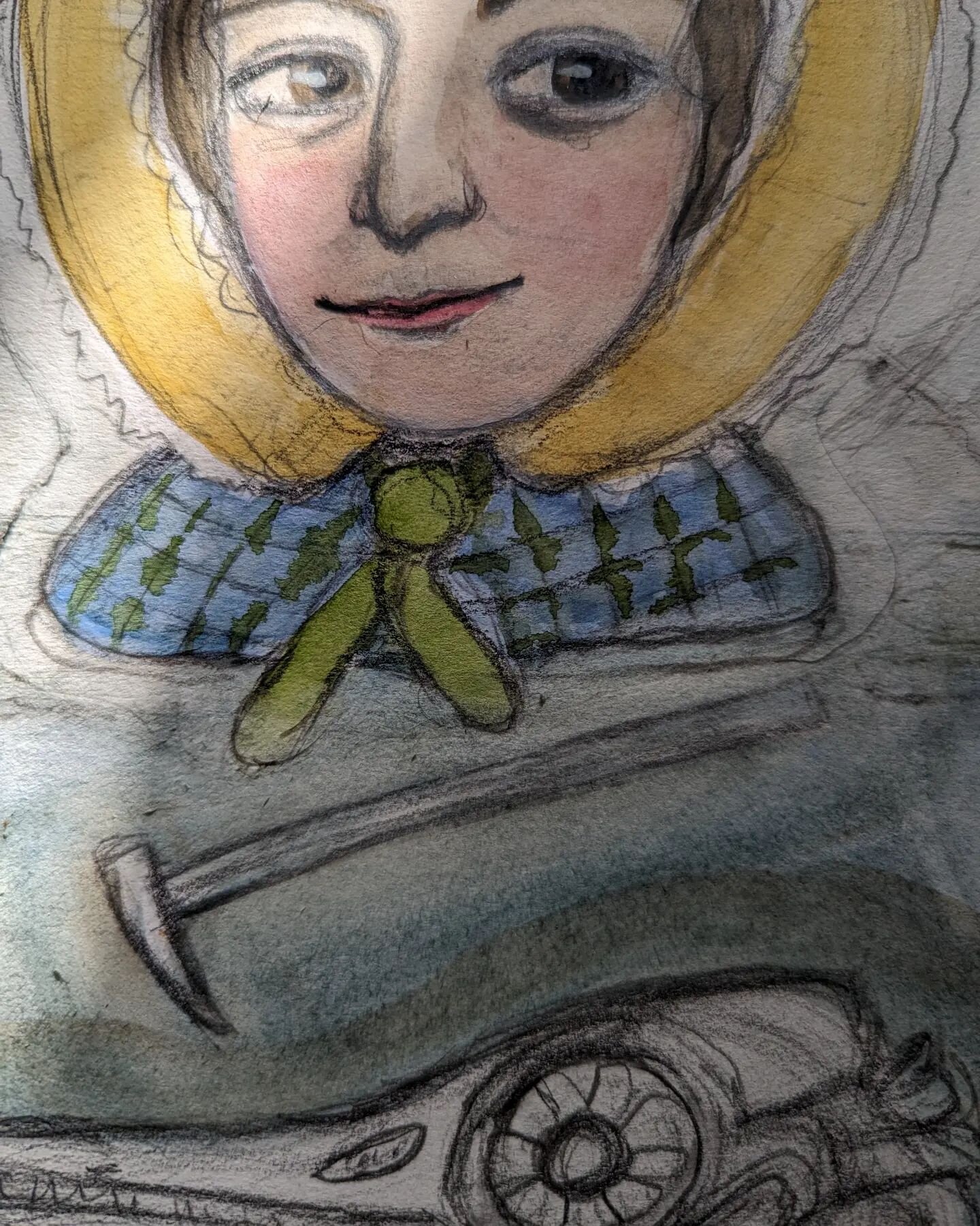 Work in progress...my portrait of the amazing 19th Century paleontologist, Mary Anning for an upcoming gallery show.  #wip #Illustration #watercolor #portraits #sneekpeek