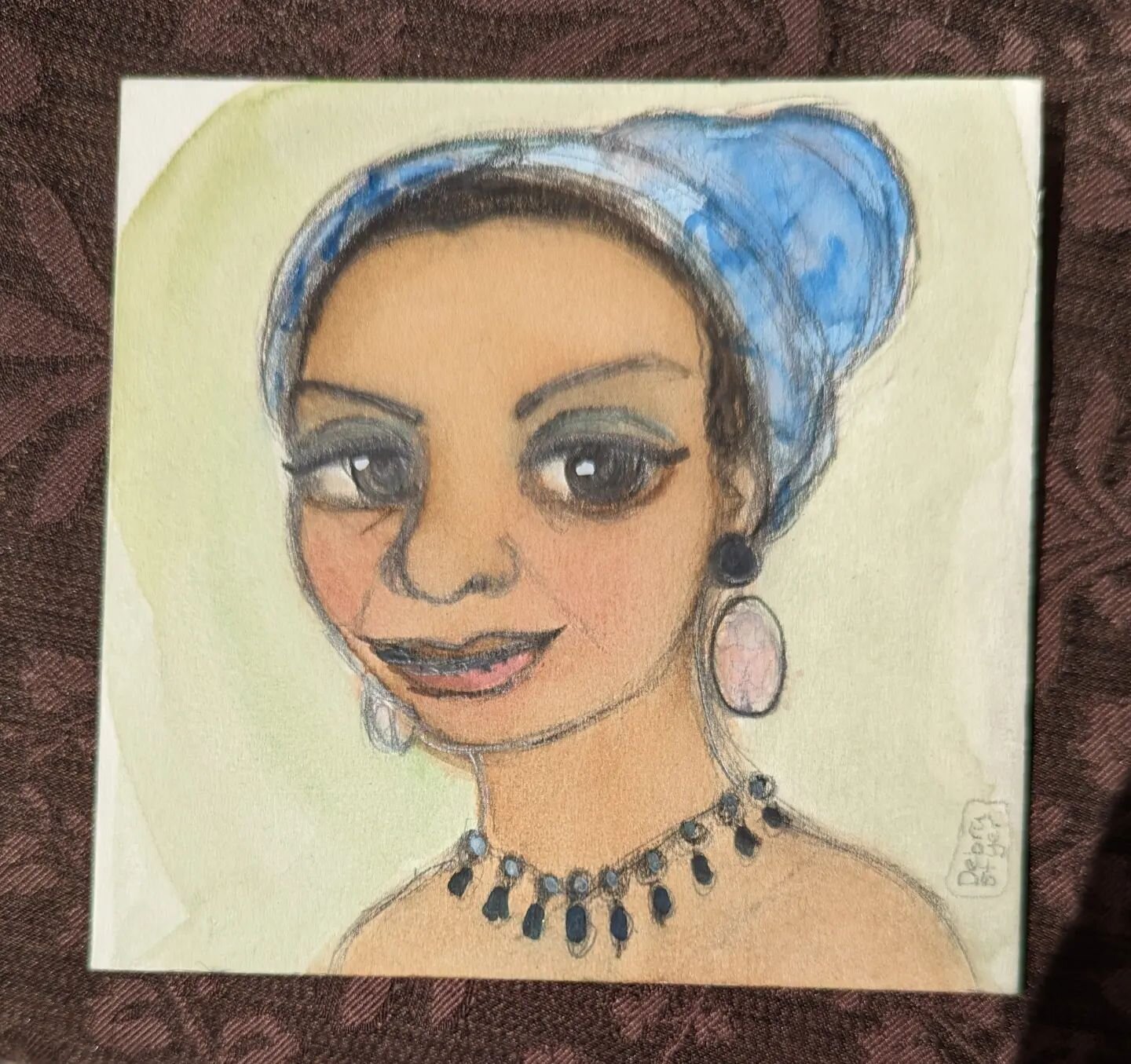 Getting ready for my first open studio in May and painting a few of my favorite humans. Here's my illustrated ode to the  fabulous singer &amp; musician Nina Simone! 
#ninasimone #portrait #tinypaintings #watercolor #portraitpainting #illustration #i