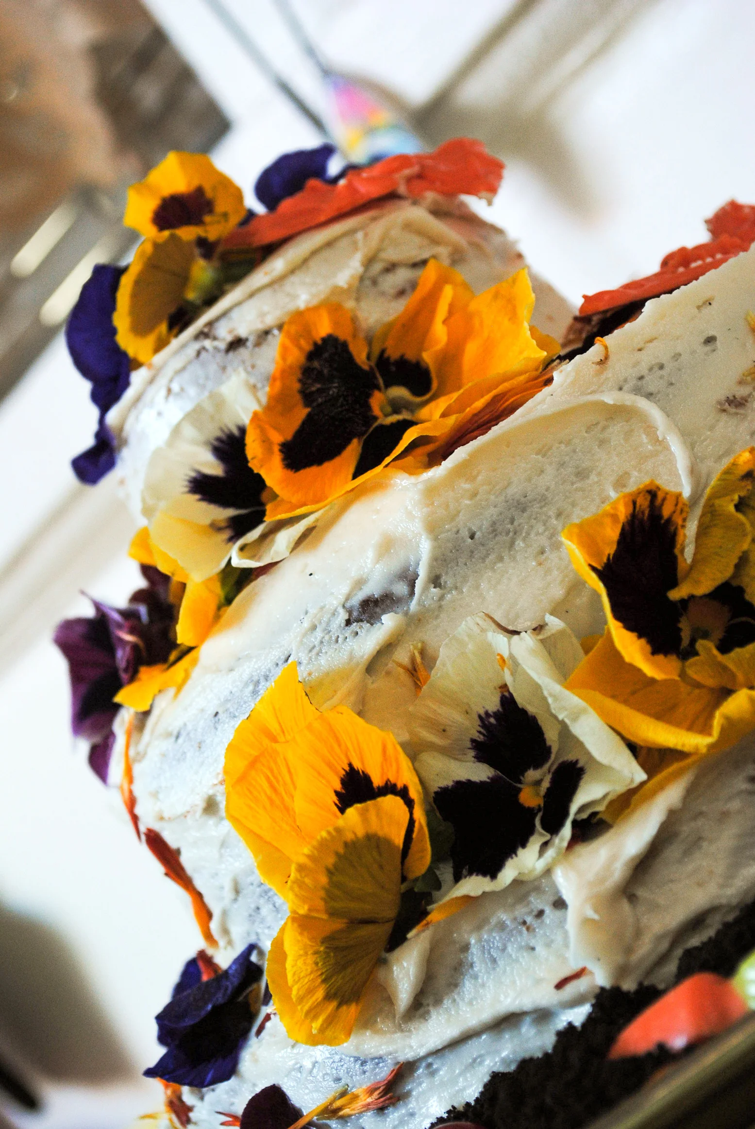 Edible Flower Applesauce Cake