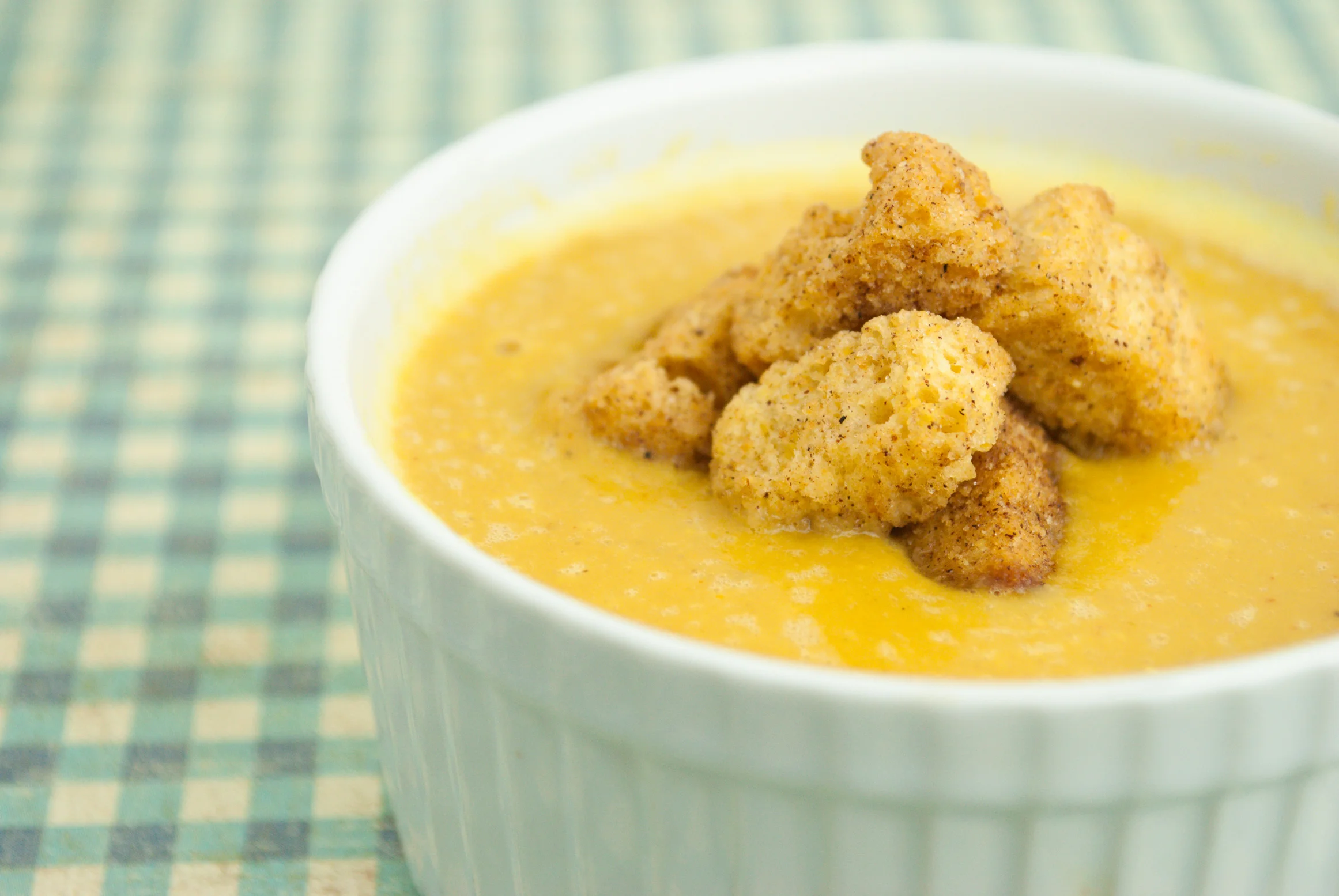 Lentil Soup w/ Pumpkin Cornbread Croutons