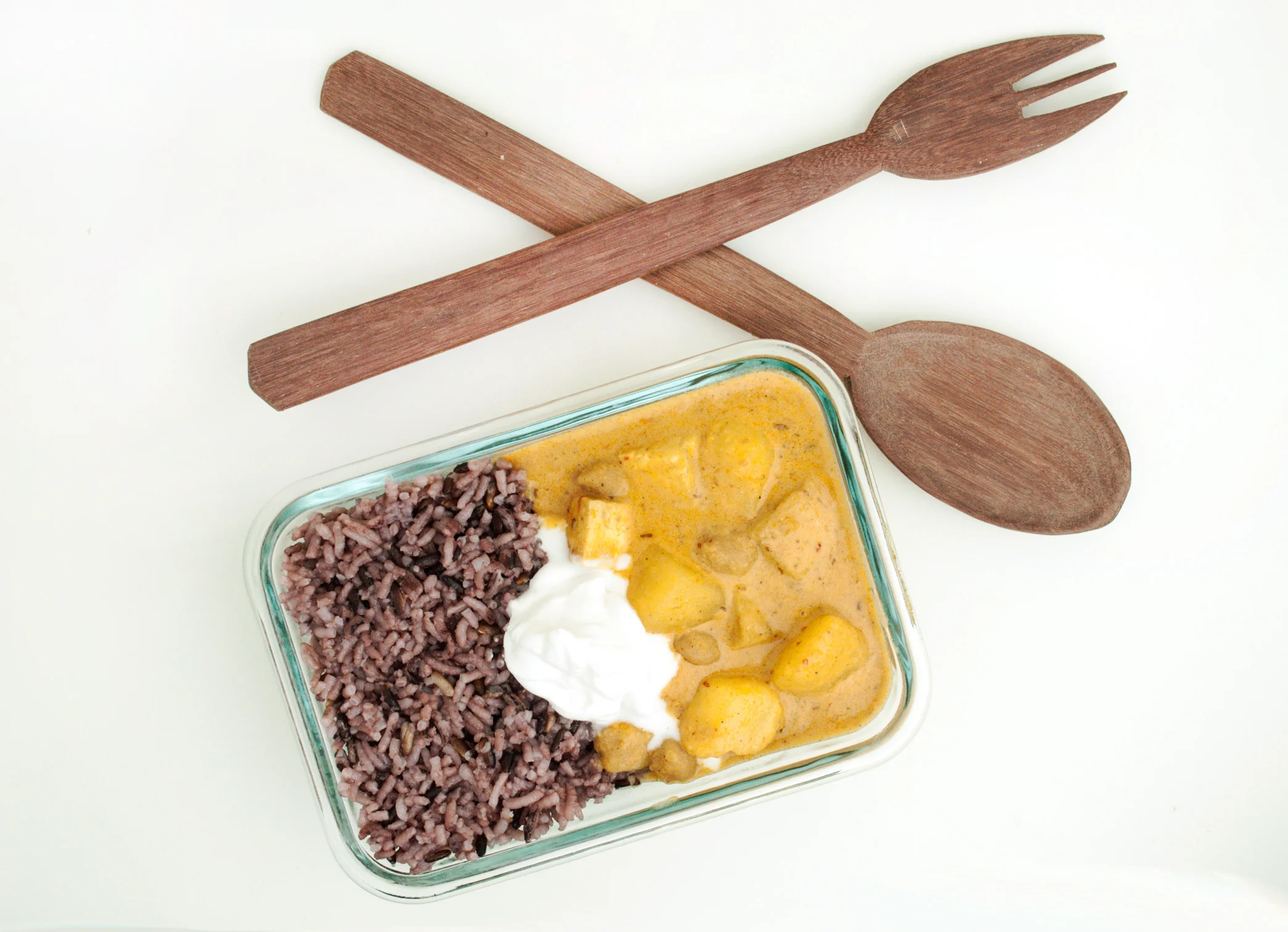 Purple Rice w/ Vegetable Curry and Coconut Cream