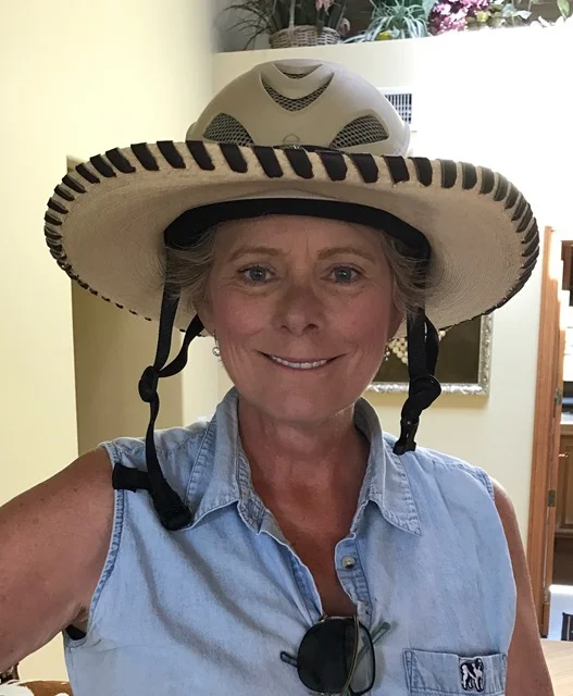 Stacey and her new Helmet Hat!